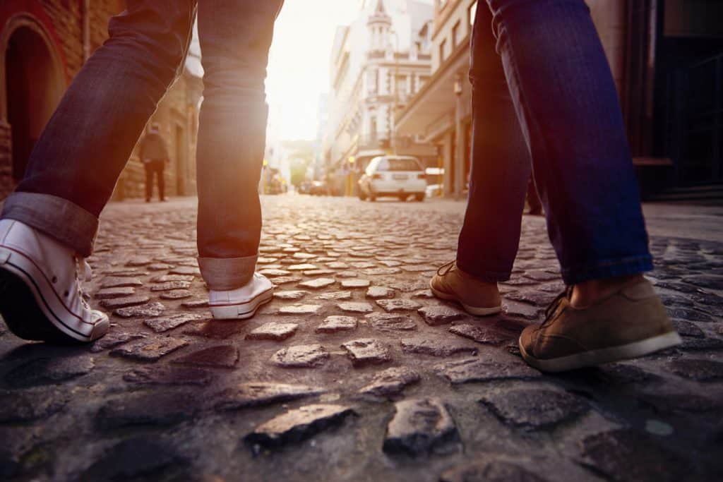 Walking on cobblestones